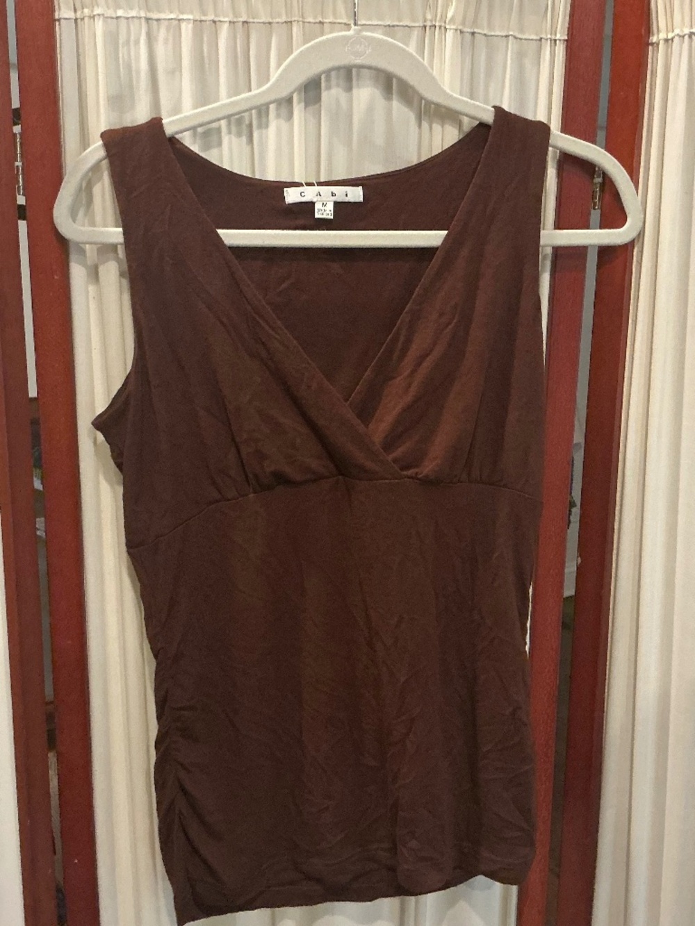 Cabi Sleeveless Crossover Tank Top Chocolate Brown Size Medium